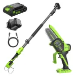 Mini &scaron;akų genėt uvas su ilga rankena 24V BL 10cm (2.0Ah + kroviklis+krep&scaron;ys) CS1032GA3, GREENWORKS