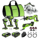 6vnt įrankių rinkinys CK361A1 (krep&scaron;ys + 1X2.0Ah + 2X4Ah + 65W USB kroviklis), GREENWORKS