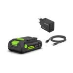 Akumuliatoriaus ir kroviklio komplektas USB-C 24V 2.0Ah + 65W K2S2BEAA1, GREENWORKS