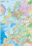 Europos politinis ir gamtinis žemėlapis (dvipusis). 42x29,7 cm (A3), laminuotas