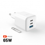 FIXED Mini Charger - 2x USB-C, 1x USB-A, GaN, 65W, white
