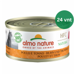 Almo Nature HFC with Chicken&Tuna vi&scaron;tiena ir tunas konservai katėms 24x70 g