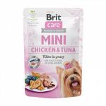 Brit Care Mini konservai su vi&scaron;tienos ir tuno filė mažų veislių &scaron;unims, Svoris 85 g