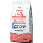 Monge All Breeds Puppy & Junior Salmon (la&scaron;i&scaron;a) sausas pa&scaron;aras &scaron;unims iki 1 metų, Svoris 12 kg