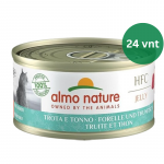 Almo Nature HFC Jelly Trout&Tuna upėtakis ir tunas drebučiuose konservai katėms 24x70g