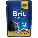 Brit Premium Salmon & Trout (su la&scaron;i&scaron;a ir upėtakiu) konservai katėms