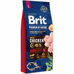 BRIT PREMIUM By Nature Adult L sausas pa&scaron;aras &scaron;unims, Svoris 15 kg