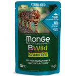 Monge BWild Sterilised konservai katėms su tunu, krevetėmis ir daržovėmis padaže