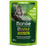 Monge BWild Sterilised konservai katėms su &scaron;erniena ir daržovėmis padaže