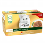 Gourmet Gold Succulent Delights 24x85g su vi&scaron;tiena/jautiena/la&scaron;i&scaron;a/žuvimi, Svoris 24 x 85 g