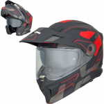 3-in-1 Flip-Up Motorcycle Helmet W-TEC Neovu Graphic - černo-červen&aacute;