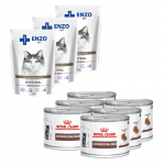 ROYAL CANIN Gastro Intestinal Kitten 6x195g skardinė + ENZO VET Žarnynas su ėriena padaže katėms 3x100g