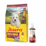JOSERA Mini Junior Duck & Salmon 10 kg + LAB V La&scaron;i&scaron;ų aliejus &scaron;unims ir katėms 1000ml