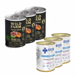ENZO VET Hipoalerginė dieta su triu&scaron;iena &scaron;unims 3x400g + Wild Farm Monoprotein Pork 3x400g hipoalerginis maistas &scaron;unims
