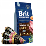 Brit Premium By Nature Light 15 kg + Hektor pauk&scaron;tienos batonas 3x900g
