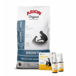 ARION Original Growth Salmon Puppy Large Breeds 12 kg + Lab-V ADE Complex - vitaminų A, D ir E kompleksas &scaron;unims ir katėms