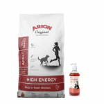 ARION Original High Energy Active visų veislių 12 kg + LAB V La&scaron;i&scaron;ų aliejus &scaron;unims ir katėms 500ml