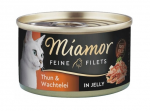 Miamor Feine Filets in jelly - drėgnas kačių ėdalas su tunu ir kiau&scaron;iniais 100g skardinė