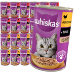 WHISKAS Adult konserv 24x400 g &ndash; m&auml;rgtoit t&auml;iskasvanud kassidele, kana/veiseliha kastmes