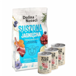 DOLINA NOTECI Premium Lamb &ndash; džiovintas &scaron;unų maistas, 9  kg + Wild Farm Pate Lamb 3x400g ėrienos ėdalas &scaron;unims be glitimo