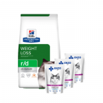 HILL'S PD Prescription Diet Feline r/d 3 kg + ENZO VET Sterilizuota dieta sterilizuotoms katėms su kalakutiena želė 3x100g