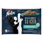 FELIX Deliciously Sliced Fish Flavours &Scaron;lapias kačių ėdalas 4x80g