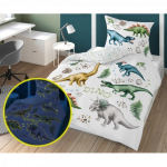 Vaiki&scaron;kos fluorescencinės patalynės komplektas su dvipusiu ra&scaron;tu DINO