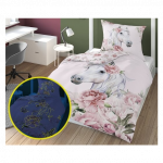 Vaiki&scaron;kos fluorescencinės patalynės komplektas su dvipusiu ra&scaron;tu Arkliukas