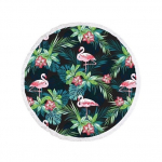 Paplūdimio rank&scaron;luostis BOHO apvalus 150 cm (juodas/flamingai)