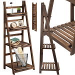 Medinis gėlių stovas, auk&scaron;tas, gėlėms, vazonams, 4 lygių lentyna