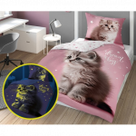 Vaiki&scaron;kos fluorescencinės patalynės komplektas su dvipusiu ra&scaron;tu, Kačiukas