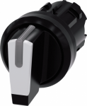 Selector switch, illuminable, 22 mm, round, plastic, white, selector switch, short, 3 switch positions I>O<II, momentary contact type, actuating angle 2x45�, 10:30h/12h/13:30h 3SU1002-2BM60-0AA0 | 4011209955424