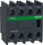 Auxiliary contact block, TeSys Deca, 2NO+2NC, front mounting, screw clamp terminals, EN 50012 LADN22G | 3389110384062