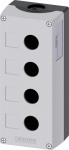 Enclosure for command devices, 22 mm, round, Enclosure material plastic, enclosure top part gray, 4 control points plastic, Recess for labels, without equipment 3SU1804-0AA00-0AB1 | 4011209970267