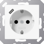Socket outlet, 16A/250V, with USB C charger, white, A500 A1520-18CWW | 4011377184244
