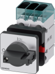Load disconnector 3LD3, Iu 25 A Main switch 3-pole Rated operating capacity at AC-23 A at 400V 9.0kW Front plate mounting Basic switch with Central hole mounting 22.5mm Toggle drive black 48x48 mm The 3LD main and emergency off switch for safe discon ...