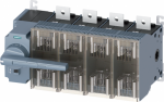 Switch disconnector with fuse 800 A, Size 5, 4-pole for LV HRC fuse Sz. 2 and 3 Front operating mechanism left Complete unit with direct operating mechanism gray flat terminal 3KF switch disconnector with fuses as main, EMERGENCY STOP or maintenance  ...