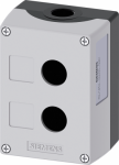 Enclosure for command devices, 22 mm, round, Enclosure material metal, enclosure top part gray, 2 control points, without equipment, Recess for labels, floor mounting, 1xM20 each on top and bottom 3SU1852-0AA00-0AB1 | 4011209969384