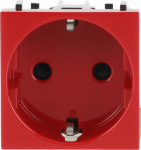 Color: Red.   Rated voltage: 250 Vac   Rated current: 16A   Type F: 2P + E   Shuttered for child safety   Screwless terminals.   Suitable to identify special circuits.   Size: 2 modules. 2CLA228800N7001 | 8427238193168