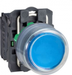 Push button, Harmony XB5, plastic, projecting, blue, 22mm, spring return, booted, unmarked, 1NO XB5AP61 | 3389110134483