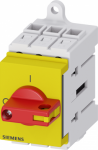 Load disconnector 3LD3, Iu 16 A Main switch 3-pole Rated operating capacity at AC-23 A at 400V 7.5kW Installation in distribution boards, Basic switch with Toggle drive red / yellow The 3LD main and emergency off switch for safe disconnection of load ...