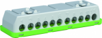PE screw type terminal for plug-in carrier, assembly without tools using simple plug-in and latching equipment, clear color-coding: PE = green, flexible terminal system , number of terminals: 5 x 16 mm&sup2; + 6 x 6 mm&sup2; (screw connection technology) 2CPX0 ...