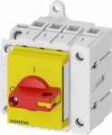 Load disconnector 3LD3, Iu 40 A Main switch 3-pole + N Rated operating capacity at AC-23 A at 400 V 15.0 kW Installation in distribution boards, Basic switch with Toggle drive red / yellow with auxiliary switch 1OE + 1S The 3LD main and emergency off ...