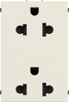 Color: White.   Rated voltage: 125 / 250 Vac.   Rated current: 15 / 16A.   Type B+C: 2P / NEMA 5-15R.   Duplex outlet.   Shuttered for child safety.   Screw terminals.   Size: 3 modules. 2CLA233800N1101 | 8427238230023