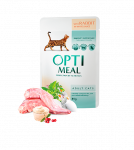 Optimeal&trade; Visavertis konservuotas ėdalas suaugusioms katėms su tru&scaron;iena baltame padaže 0,85g.* 12 vnt.