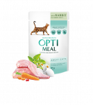 Optimeal&trade; VISAVERTIS KONSERVUOTAS PA&Scaron;ARAS SUAUGUSIOMS KATĖMS SU TRIU&Scaron;IENA MORKŲ DREBUČIUOSE 0,85g.* 12 vnt.