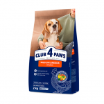 CLUB 4 PAWS PREMIUM VIDUTINIŲ VEISLĖMS. PILNAVERTIS SAUSAS PA&Scaron;ARAS SUAUGUSIEMS &Scaron;UNIMS 2kg - 14kg. 14 kg