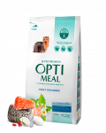 Optimeal&trade; Visavertis sausas gyvūnų pa&scaron;aras miniatiūrinių veislių suaugusiems &scaron;unims su dideliu kiekiu la&scaron;i&scaron;os 1,5kg.