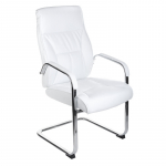 Konferencijų kėdė CorpoComfort, odinė baltos spalvos