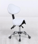 Profesionali grožio salonų kėdė-balnas su ratukais HR2005, baltos spalvos eko oda